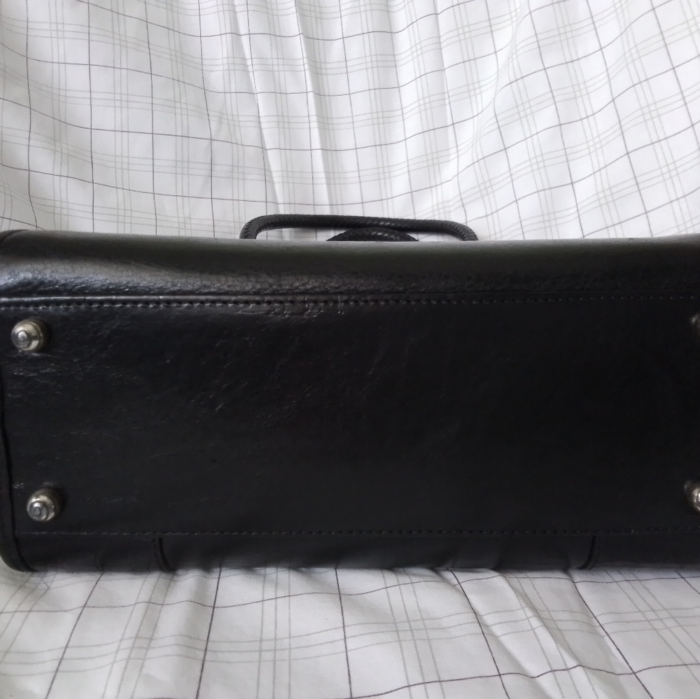 Brighton Chantilly Black Leather Croc Satchel Handbag/Shoulder Bag - Picture 3 of 5